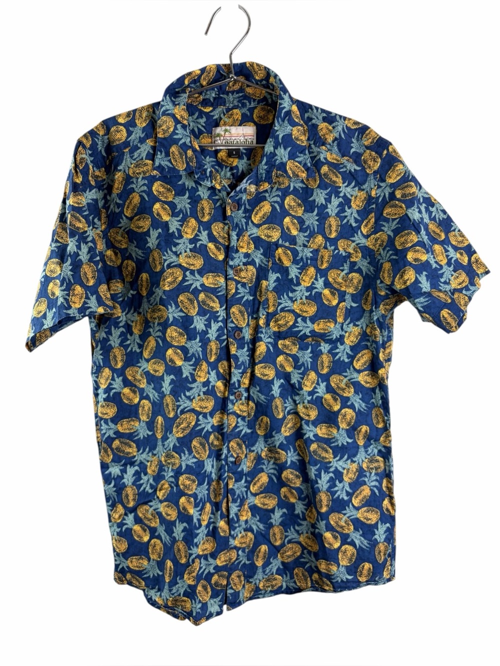 Pataloha Patagonia Men’s Blue Pineapple Print Short-Sleeve Shirt